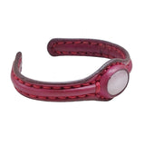 Handcrafted Genuine Vegetal Leather Bracelet with White Cat Eye Stone Setting-Unisex Gift-Unique Gift Fashion Jewelry Cuff