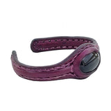 Handcrafted Genuine Vegetal Leather Bracelet with Green Agate Stone Setting-Unisex Gift Fashion Jewelry Cuff