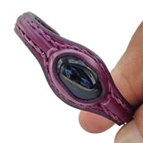 Handcrafted Genuine Vegetal Leather Bracelet with Green Agate Stone Setting-Unisex Gift Fashion Jewelry Cuff