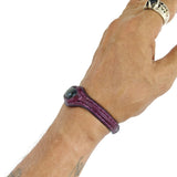 Handcrafted Genuine Vegetal Leather Bracelet with Green Agate Stone Setting-Unisex Gift Fashion Jewelry Cuff