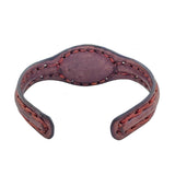 Handcrafted Genuine Vegetal Leather Bracelet with Firuze Stone Setting-Unisex Gift -  Fashion Jewelry Cuff
