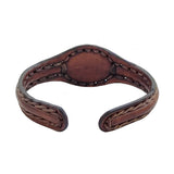 Handcrafted Genuine Vegetal Leather Bracelet with Firuze Stone Setting-Unisex Gift Unique Fashion Jewelry Cuff-Small