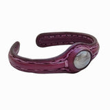 Boho Handcrafted Genuine Maroon Leather Bracelet with White Agate Stone Setting-Life Style Unisex Gift Fashion Jewelry Bangle-Cuff