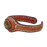 Handcrafted Brown Genuine Vegetal Leather Bracelet with Yellow Agate Stone Setting-Unisex Gift Fashion Jewelry Cuff Wristband