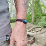 Handcrafted Genuine Brown Vegetal Leather Bracelet with Firuze Stone Setting-Unisex Gift Unique Fashion Jewelry Cuff-Wristband