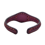 Handcrafted Brown Genuine Vegetal Leather Bracelet with Navy Blue Agate Stone Setting-Unisex Gift Fashion Jewelry Cuff Wristband