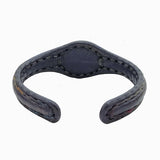 Handcrafted Black Genuine Vegetal Leather Bracelet with Amber Agate Stone Setting-Unisex Gift Fashion Jewelry Cuff Wristband