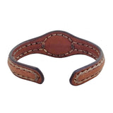 Handcrafted Genuine Brown Vegetal Leather Bracelet with Blue Cat Eye Stone Setting-Unisex Gift Fashion Jewelry Cuff-Wristband