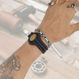 Bohemian Handcrafted Genuine Braided Leather Bracelet with Tiger Eye Stone -Unisex Gift Fashion Jewelry with Natural Stone Cuff