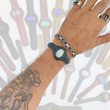 Bohemian Handcrafted Genuine Vegetal Leather Bracelet with White Cat Eye Stone Setting-Lifestyle Unisex Gift Fashion Jewelry Cuff
