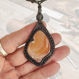 Boho Handcrafted Genuine Leather Necklace with Orange Agate Stone-Unique Quality Gift Unisex Fashion Leather Jewelry
