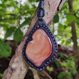 Boho Handcrafted Genuine Leather Necklace with Orange Agate Stone-Unique Quality Gift Unisex Fashion Leather Jewelry