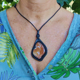 Boho Handcrafted Genuine Leather Necklace with Orange Agate Stone-Unique Quality Gift Unisex Fashion Leather Jewelry