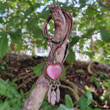 Bohemian Handcrafted Genuine Vegetal Brown Leather Necklace with Pink Cat Eye Stone-Lifestyle Unique Gift Unisex Fashion Leather Jewelry