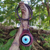 Handcrafted Genuine Vegetal Leather Necklace with Evil Eye Motif-Unique Lifestyle Gift Unisex Fashion Leather Jewelry
