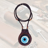 Handcrafted Genuine Vegetal Leather Necklace with Evil Eye Motif-Unique Lifestyle Gift Unisex Fashion Leather Jewelry
