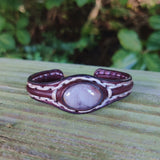 Bohemian Handcrafted Genuine Brown Vegetal Leather Bracelet with White Agate Stone Setting-Lifestyle Unisex Gift Fashion Jewelry Wristband