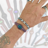 Unique Handcrafted Genuine Brown Leather Bracelet with Green Agate Stone-Unisex Gift Fashion Jewelry with Naturel Stone Cuff