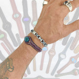 Unique Handcrafted Genuine Brown Leather Bracelet with Green Agate Stone-Unisex Gift Fashion Jewelry with Naturel Stone Cuff