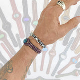Unique Handcrafted Genuine Brown Leather Bracelet with Green Agate Stone-Unisex Gift Fashion Jewelry with Naturel Stone Cuff