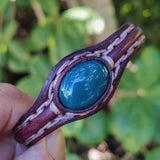 Unique Handcrafted Genuine Brown Leather Bracelet with Green Agate Stone-Unisex Gift Fashion Jewelry with Naturel Stone Cuff