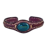 Unique Handcrafted Genuine Brown Leather Bracelet with Green Agate Stone-Unisex Gift Fashion Jewelry with Naturel Stone Cuff
