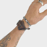 Unique Handcrafted Brown Vegetal Leather Cuff with Green and White Agate Stone-Unisex Gift Fashion Jewelry with Naturel Stone Cuff