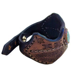 Unique Handcrafted Brown Vegetal Leather Cuff with Green and White Agate Stone-Unisex Gift Fashion Jewelry with Naturel Stone Cuff