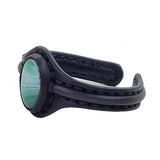 Unique Handcrafted Vegetal Black Leather Bracelet with Green Agate Stone-Unisex Gift Fashion Jewelry with Naturel Stone Cuff