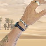 Unique Handcrafted Vegetal Black Leather Bracelet with Green Agate Stone-Unisex Gift Fashion Jewelry with Naturel Stone Cuff