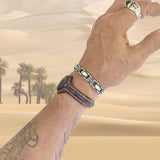 Bohemian Unique Handcrafted Vegetal Black and Brown Leather Bracelet with Tiger Eye Stone-Unisex Gift Fashion Jewelry Wristband Cuff