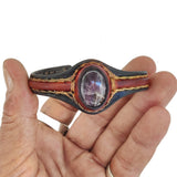 Boho Handcrafted Genuine Leather Bracelet with Purple Agate Stone Setting-Life Style Unisex Gift Fashion Jewelry Bangle Cuff Wristband