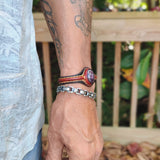 Boho Handcrafted Genuine Leather Bracelet with Purple Agate Stone Setting-Life Style Unisex Gift Fashion Jewelry Bangle Cuff Wristband