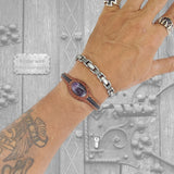 Unique Handcrafted Genuine Leather Bracelet with Purple Agate Stone Setting-Life Style Unisex Gift Fashion Jewelry Bangle Cuff Wristband