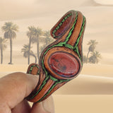 Unique Handcrafted Genuine Vegetal Brown Leather Bracelet with Red Tiger Eye Stone-Unisex Gift Fashion Jewelry Natural Stone Cuff