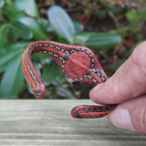 Unique Handcrafted Genuine Vegetal Brown Leather Bracelet with Red Tiger Eye Stone-Unisex Gift Fashion Jewelry Natural Stone Cuff
