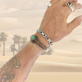 Unique Handcrafted Vegetal Brown Leather Bracelet with Green Agate Stone-Unisex Gift Fashion Jewelry with Naturel Stone Cuff