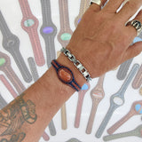 Bohemian Handcrafted Brown Genuine Vegetal Leather Bracelet with Gold Stone Setting-Unique Gift Fashion Jewelry Cuff-Wrist Band