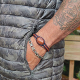 Bohemian Handcrafted Brown Genuine Vegetal Leather Bracelet with Gold Stone Setting-Unique Gift Fashion Jewelry Cuff-Wrist Band