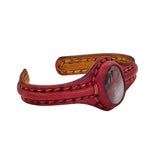 Copy of Handcrafted Genuine Black Leather Bracelet with Brown Agate Stone Setting-Life Style Unisex Gift Fashion Jewelry Bangle-Cuff-Handwrist