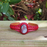 Copy of Handcrafted Genuine Black Leather Bracelet with Brown Agate Stone Setting-Life Style Unisex Gift Fashion Jewelry Bangle-Cuff-Handwrist