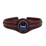 Unique Handcrafted Black Vegetal Leather Bracelet with Black Agate Stone Setting-Unique Gift Fashion Jewelry Cuff-Adjustable Wristband