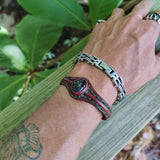 Unique Handcrafted Black Vegetal Leather Bracelet with Black Agate Stone Setting-Unique Gift Fashion Jewelry Cuff-Adjustable Wristband
