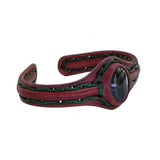 Unique Handcrafted Black Vegetal Leather Bracelet with Black Agate Stone Setting-Unique Gift Fashion Jewelry Cuff-Adjustable Wristband