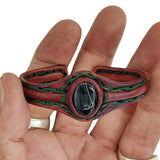 Unique Handcrafted Black Vegetal Leather Bracelet with Black Agate Stone Setting-Unique Gift Fashion Jewelry Cuff-Adjustable Wristband