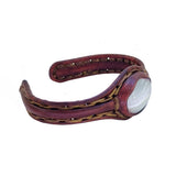 Handcrafted Genuine Brown Color Leather Bracelet with White Cat's Eye Stone-Life Style Unisex Gift Fashion Jewelry Bangle-Cuff-Wristband