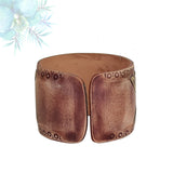 Handcrafted Genuine Vegetal Leather Bracelet with Hand Carved Rose-Unisex Gift-Unique Fashion Jewelry-Adjustable Wristband or Arm Bracelet