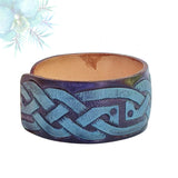 Handcrafted Genuine Vegetal Leather Bracelet with Hand Carved Tribal-Unisex Gift-Unique Fashion Jewelry-Adjustable Wristband or Arm Bracelet