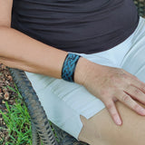 Handcrafted Genuine Vegetal Leather Bracelet with Hand Carved Tribal-Unisex Gift-Unique Fashion Jewelry-Adjustable Wristband or Arm Bracelet