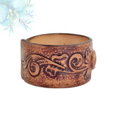 Handcrafted Hand Carved Vegetal Leather Bracelet with Agate Stone-Unisex Gift-Unique Fashion Jewelry-Adjustable Wristband or Arm Bracelet